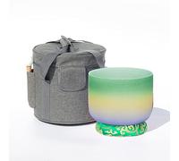 432Hz/440Hz Rainbow Crystal Singing Bowl C/D/E/F/G/A/B Note With Heavy Duty Carrying Case+Silk Brocade Cushion Gift For Yoga Meditation Therapy,F Heart,440Hz8’’