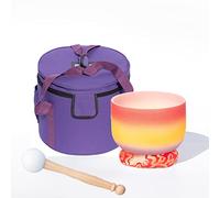 432Hz/440Hz Rainbow Crystal Singing Bowl C/D/E/F/G/A/B Note With Heavy Duty Carrying Case+Silk Brocade Cushion Gift For Yoga Meditation Therapy,C Root,432Hz12’’