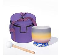 432Hz/440Hz Rainbow Crystal Singing Bowl C/D/E/F/G/A/B Note With Heavy Duty Carrying Case+Silk Brocade Cushion Gift For Yoga Meditation Therapy,A Third,Eye,440Hz12’’