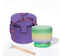 432Hz/440Hz Rainbow Crystal Singing Bowl C/D/E/F/G/A/B Note With Heavy Duty Carrying Case+Silk Brocade Cushion Gift For Yoga Meditation Therapy,F Heart,440Hz12’’