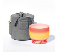 432Hz/440Hz Rainbow Crystal Singing Bowl C/D/E/F/G/A/B Note With Heavy Duty Carrying Case+Silk Brocade Cushion Gift For Yoga Meditation Therapy,C Root,440Hz8’’