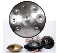 432Hz/440Hz Steel Handpan Percussion Instruments, 22 Inch D Kurd Hand Drum Instrument, 9/10/12 Notes Handpan Drum Sets, For Adults Kids Beginners(Silver,10 notes(440Hz))