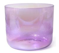432Hz 7 inch A Note Third-Eye Chakra Clear Crystal Singing Bowl for Meditation & Sound Bath, Purple Colored Quartz Sound Bowl with Suede Mallet & O-ring