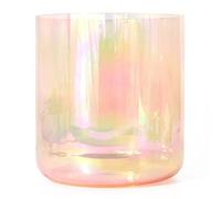 432Hz 7 inch B Note Crown Chakra Alchemy Crystal Singing Bowl for Yoga Meditation & Sound Healing, Colored Quartz Chakra Bowl with Free Acrylic Striker & O-ring, Gradient Pink Orange