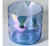 432Hz 8.75 inch C Note Root Chakra Clear Crystal Singing Bowl, Blue Quartz Chakra Sound Bowl with Mallet & O-ring