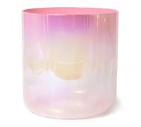 432Hz 8.75 inch C Note Root Chakra Clear Crystal Singing Bowl, Colored Quartz Chakra Sound Bowl, Gradient Peach Pink