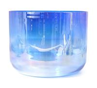 432Hz 8.75 inch C Note Root Chakra Clear Gradient Blue Crystal Singing Bowl, Quartz Chakra Sound Bowl with Suede Mallet & O-ring