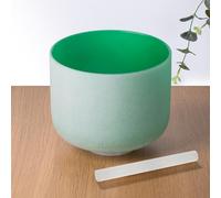 432Hz 8" Green F-Note Heart Chakra Quartz Crystal Singing Bowl with Rubber Hammer for Healing Mindfulness Meditation Yoga Sound Baths