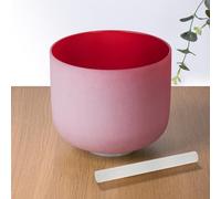 432hz 8 inch Red C Note Root Chakra Quartz Crystal Singing Bowl with Resonance Striker for Healing Mindfulness Meditation Yoga Sound Baths