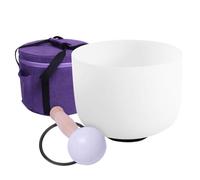 432Hz A 3rd Eye Chakra Frosted Quartz Crystal Singing Bowl 8 inch + Bag