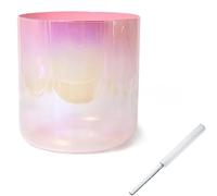 432Hz Alchemy Crystal Singing Bowl for Yoga Meditation & Sound Healing, Quartz Chakra Bowl with Free Acrylic Striker & O-ring, Gradient Peach Pink (Color : A, Size : 6")