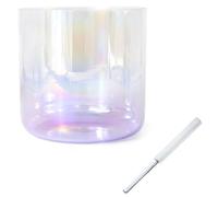 432Hz Alchemy Crystal Singing Bowl with Free Acrylic Striker & O-ring, Quartz Chakra Bowl for Yoga Meditation, Clear Gradient Purple Sound Bowl (Color : A note, Size : 6")