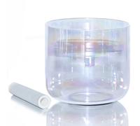 432Hz Clear Crystal Singing Bowl for Yoga Meditation & Sound Bath, Quartz Chakra Sound Bowl with Suede Mallet & O-ring(F note,6")