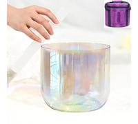 432Hz Clear Quartz Crystal Singing Bowl for Yoga Meditation, Sound Bowl with Carrying Case, Mallet & O-ring, 7.5 inches, Ideal for Healing and Sound Therapy