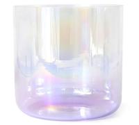 432Hz Colored Alchemy Crystal Singing Bowl, Quartz Chakra Bowl for Yoga Meditation, Clear Gradient Purple Sound Bowl with Acrylic Striker & O-ring(8"D)