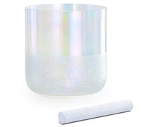 432Hz Colored Cosmic Light Crystal Singing Bowl with Suede Mallet & O-ring, Clear Alchemy Soud Bowls for Yoga Meditation Sound Healing(D note,6 inch)