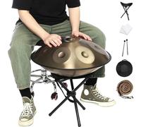432HZ D Minor 9 Notes Steel Tongue Drum - 22 Inch Handpan Drum with Bag, Stand, Mallets - Beginner Meditation Instrument Gift