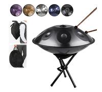 432Hz D Minor Drum - 10 Note Steel Drum with Mallet Stand & Soft Bag 22" Dust-Free Cloth Perfect for Meditation & Music Therapy (Color: Black)