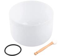 432Hz Frosted Quartz Crystal Singing Bowl Chakra with Rubber Mallet and O-Ring, for Meditation Therapy Sound Healing (Color : E Note Solar Plexus, Size : 12 Inch)