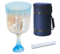 432Hz Handle Crystal Singing Bowl with Carrying Case & Suede Mallet, Colored Handhold Sound Bowl Grail for Yoga Meditation & Sound Bath(6inch E note)