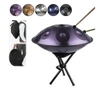 432Hz Handpan Drum in D Minor Steel Hand Drum, Soft Hand Pan Bag, Handpan Mallet, Handpan Stand, Dust Free Cloth 22 Inches 9/10/12 Notes (Color : 432HZ-Gold, Size : 9 note)
