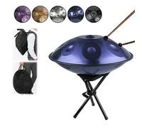 432Hz Handpan Drum in D Minor Steel Hand Drum, Soft Hand Pan Bag, Handpan Mallet, Handpan Stand, Dust Free Cloth 22 Inches 9/10/12 Notes (Color : 432HZ-Gold, Size : 9 note)