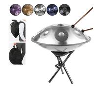 432Hz Handpan Drum in D Minor Steel Hand Drum, Soft Hand Pan Bag, Handpan Mallet, Handpan Stand, Dust Free Cloth 22 Inches 9/10/12 Notes (Color : 432HZ-Gold, Size : 9 note)