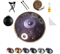 432Hz Handpan Steel Tongue Drum - 12 Note 55cm Sound Healing & Mtat Instrument with Mallet Stand for Yoga - Dark Purple Color