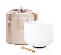 432HZ Singing Bowl with F Note, Heart Chakra, Frosted Quartz Crystal, Meditation Therapy, Sound Healing Bowl with Beater, O Ring and White Carry Bag