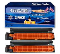 43381724 Drum Unit Compatible for Okidata OKI C5550 C5800 C5800DN C5900 Printers, High-Definition Printing Effect with Chip, 20000 Pages (2 Pack Black)