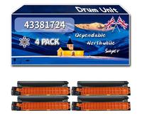 43381724 Drum Unit Compatible for Okidata OKI C5550 C5800 C5800DN C5900 Printers, High-Definition Printing Effect with Chip, 20000 Pages (4 Pack Black)