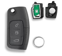 433MHZ For 3 Button Ford Flip Key For Car Key Chip Ford Fiesta For Mondeo MK4 Key Fob For Galaxy C-Max S-Max Remote Car Flip Key Fob with 4D63 Chip HU101 Blade Key Ring