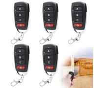 433mhz Universal Duplicator Remote Garage Door Opener Remote 5Pcs Replacement Electric Gate Remote Control Key Fob Wireless Cloning RF Transmitter Remote Control Keychain with 4 Button