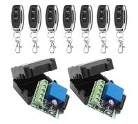 433Mhz Wireless Remote Control Switch DC 12V 1CH RF Relay Receiver Module with Transmitter, Long Range for Garage Door Opener (2Receiver+7Remote Controls)