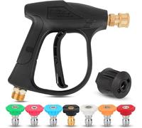 4350 PSI High Pressure Washer Gun with 7 Nozzle Tips & Quick Connector, Compatible with Karcher K1-K7 Models, Short Jet Wash Gun with M22 14mm Fitting & 1/4" Quick Connect (Black)