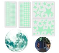 435pcs Glow in The Dark Stars and Moon, DIY Luminous Adhesive Stickers, Ceiling Stars Glow in The Dark Kids Wall Decors, for Room, Wall, Bedroom, Light up Your Ceiling(Green)
