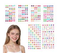 438pcs Stick on Earrings for Girls, No-Piercing 3D Gem Sticker Earrings Self-Adhesive Glitter Craft Gems Stickers for DIY Craft and Dress up (Multiple Shapes & Colorful)