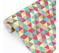 43cm*10m Triangle Birthday Wrapping Paper Roll, Topeedy Colorful Recyclable Gift Wrap Perfect for Packing Present of Weeding Hen Party Birthday Baby Shower Anniversary-triangle