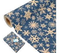 43cm*20m Christmas Wrapping Paper Roll,DXTXTJ Recyclable Kraft Wrapping Paper, Wrapping Paper Christmas Bulk,Brown Navy Blue Gift Wrapping Paper for Xmas Birthday Anniversary