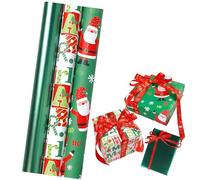 43cm×3m Christmas Wrapping Paper Rolls,3 Roll Gift Package Christ-mas Wrapping Paper Gift Wrap Xmas Party with Santa Claus Merry Christmas Green Kraft Roll for Xmas Party Gift Wrap Decor