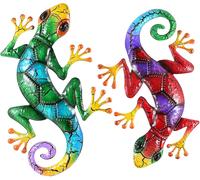 43Cm Metal Gecko Wall Art Large 2 Pack, Outdoor Lizard Garden Decor, Hanging Wal