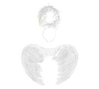 43cm White Angel Feather Wings & Halo Set