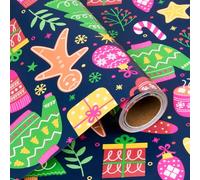 43cm x 10M Gift Wrapping Paper Roll of Christmas, Multicolor Wrapping Paper Recyclable Christmas Pattern Paper for Birthday, Wedding Gift Wrapping