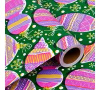 43cm x 10M Green Gift Wrapping Paper Roll, Wrapping Paper Recyclable Christmas Pattern Paper for Birthday, Wedding Gift Wrapping