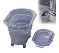 43L Collapsible Laundry Basket with Universal Wheels & Handles, Foldable Shopping Cart Large Capacity Pop Up Storage Container Organizer for Laundry Toys Home Organization-Graphite Grey