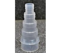 43mm/1.5" Solvent Weld 4-Stepped Hosetail (Clear) - for Flexible Hose (20mm, 25mm, 32mm & 38mm ID) | Barbed Hose Fitting | Multi Hose Adaptor | Corrugated Pond Pipe