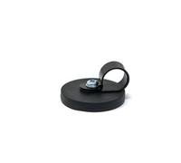 43mm Dia X 6mm High Rubber Coated Cable Holding Magnet With 15.8mm Cable Clip (Black) - 8Kg Pull (Pack Of 2)