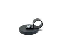 43mm Dia X 6mm High Rubber Coated Cable Holding Magnet With 19mm Cable Clip (Black) - 8Kg Pull (Pack Of 2)