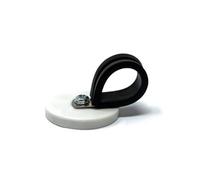 43mm Dia X 6mm High Rubber Coated Cable Holding Magnet With 22mm Rubber Clamp (White) - 8Kg Pull (Pack Of 2)