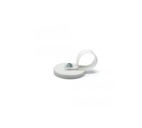 43mm dia x 6mm high Rubber Coated Cable Holding Magnet With 25.4mm Cable Clip (White) - 8kg Pull (Pack of 1)